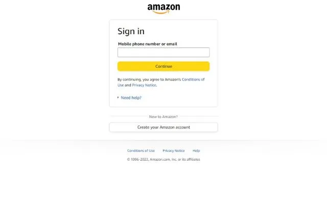 Amazon Sign In Page