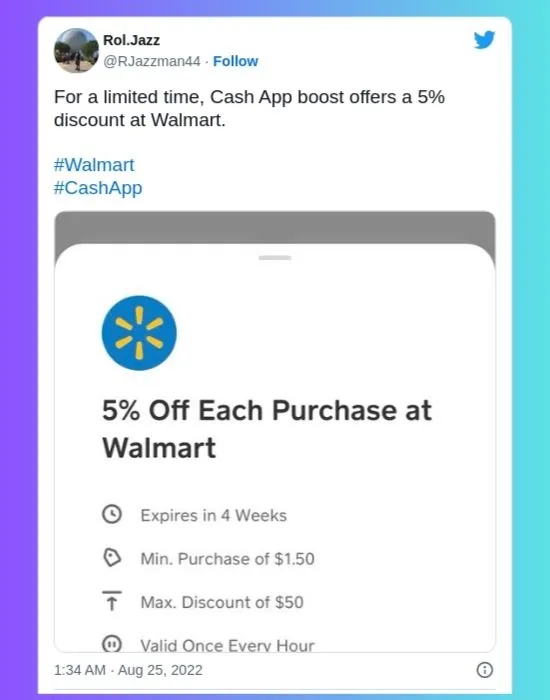 Cash App Walmart Discount Boost