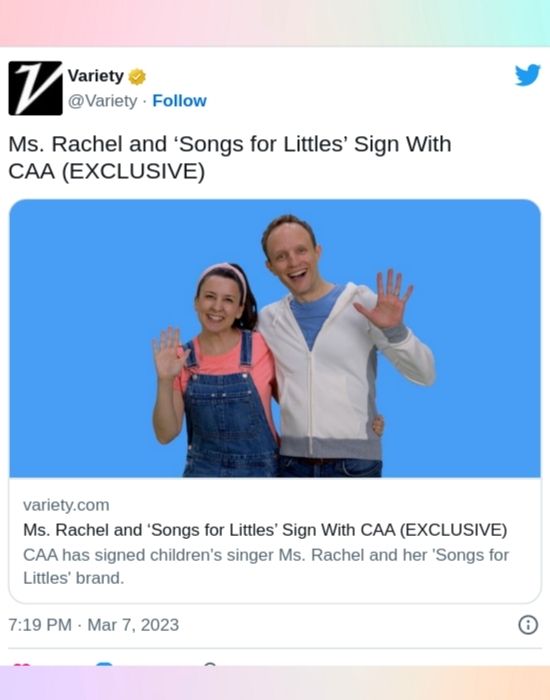 Ms. Rachel and Aron waving to announce their Exclusivity Deal with CAA