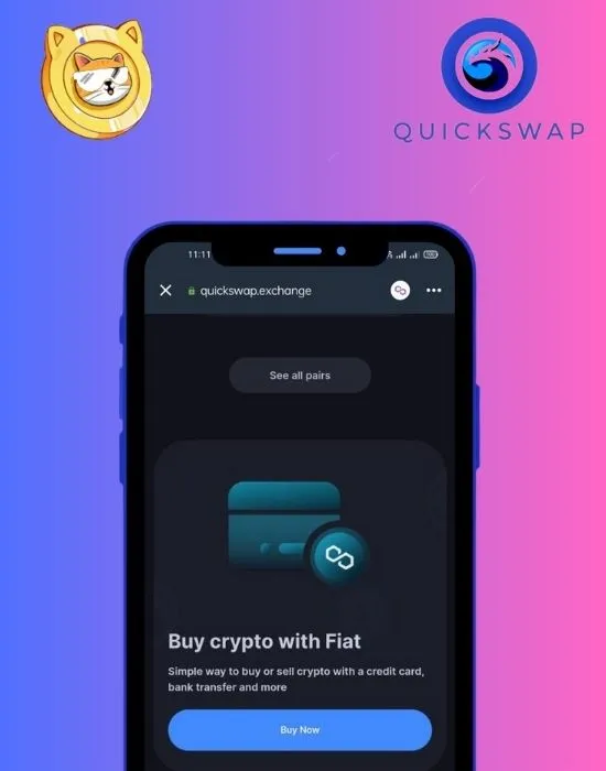 A Mobile Displaying the QuickSwap Exchange needed to Buy Pancat Coin