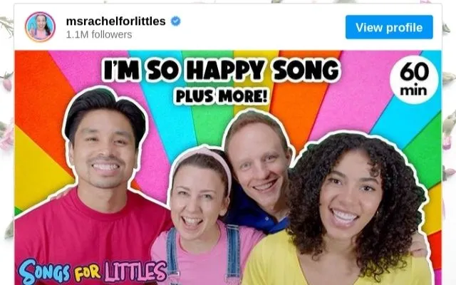 Cover Pic of Songs for Littles Song with Ms. Rachel and her Team Members