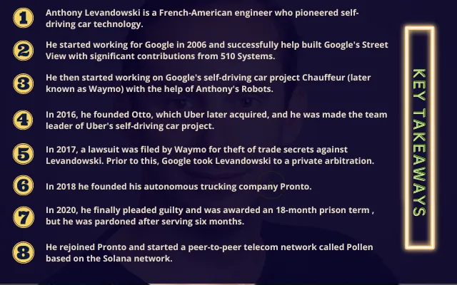 Anthony Levandowski Net Worth Key Takeaways
