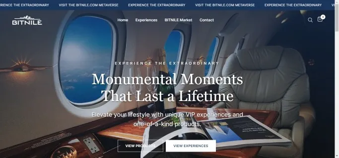 Bitnile Experiences Homepage