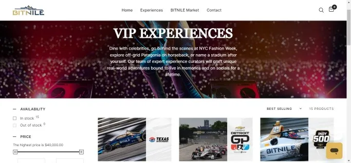 BitNile VIP Experiences Page