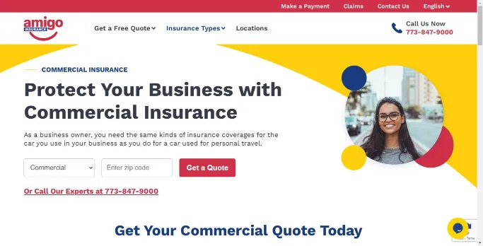 Amigo Insurance Commercial Insurance Page