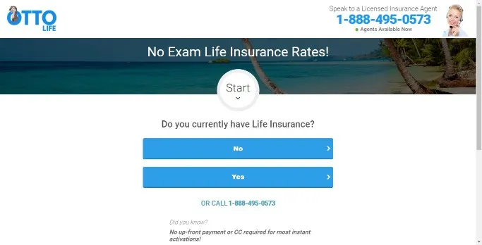 Otto Insurance Life Insurance Application Process Step 1