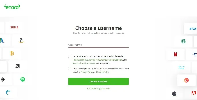Choose A Username Page for Manual Login with Custom Email