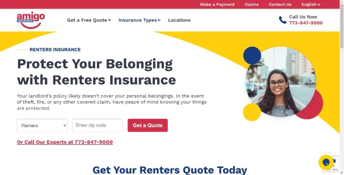 Amigo Insurance Renters Insurance Page