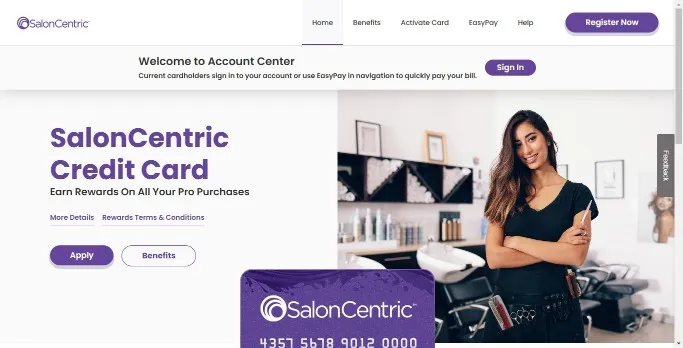 Salon Centric Credit Card Home Page