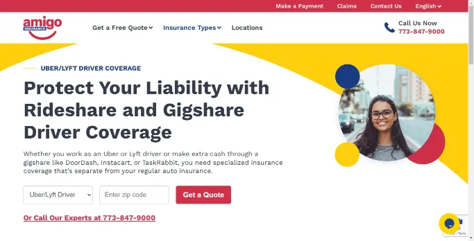 Amigo Insurance Uber-Lyft Insurance Page
